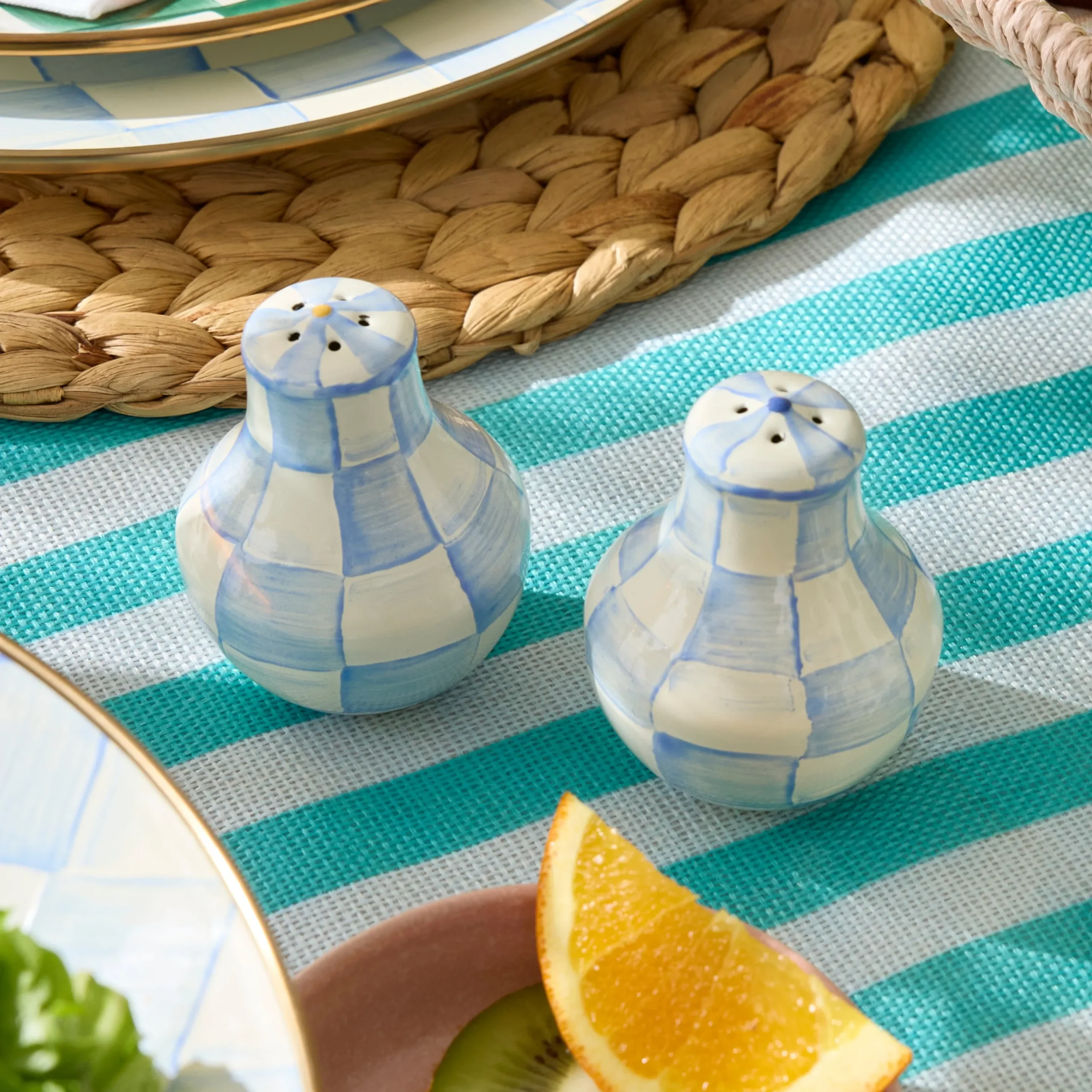 Sky Check Salt & Pepper Shakers