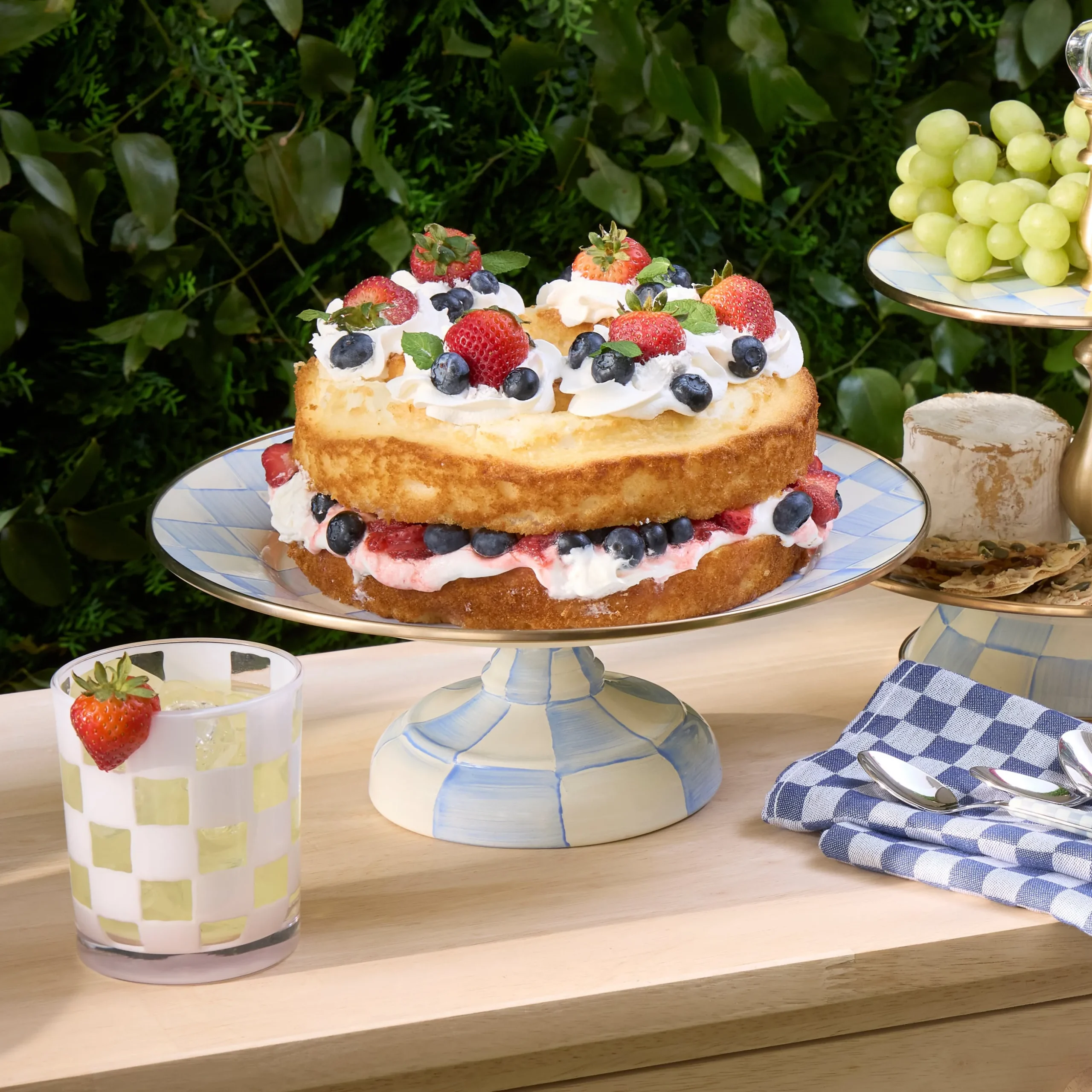 Sky Check Small Pedestal Platter