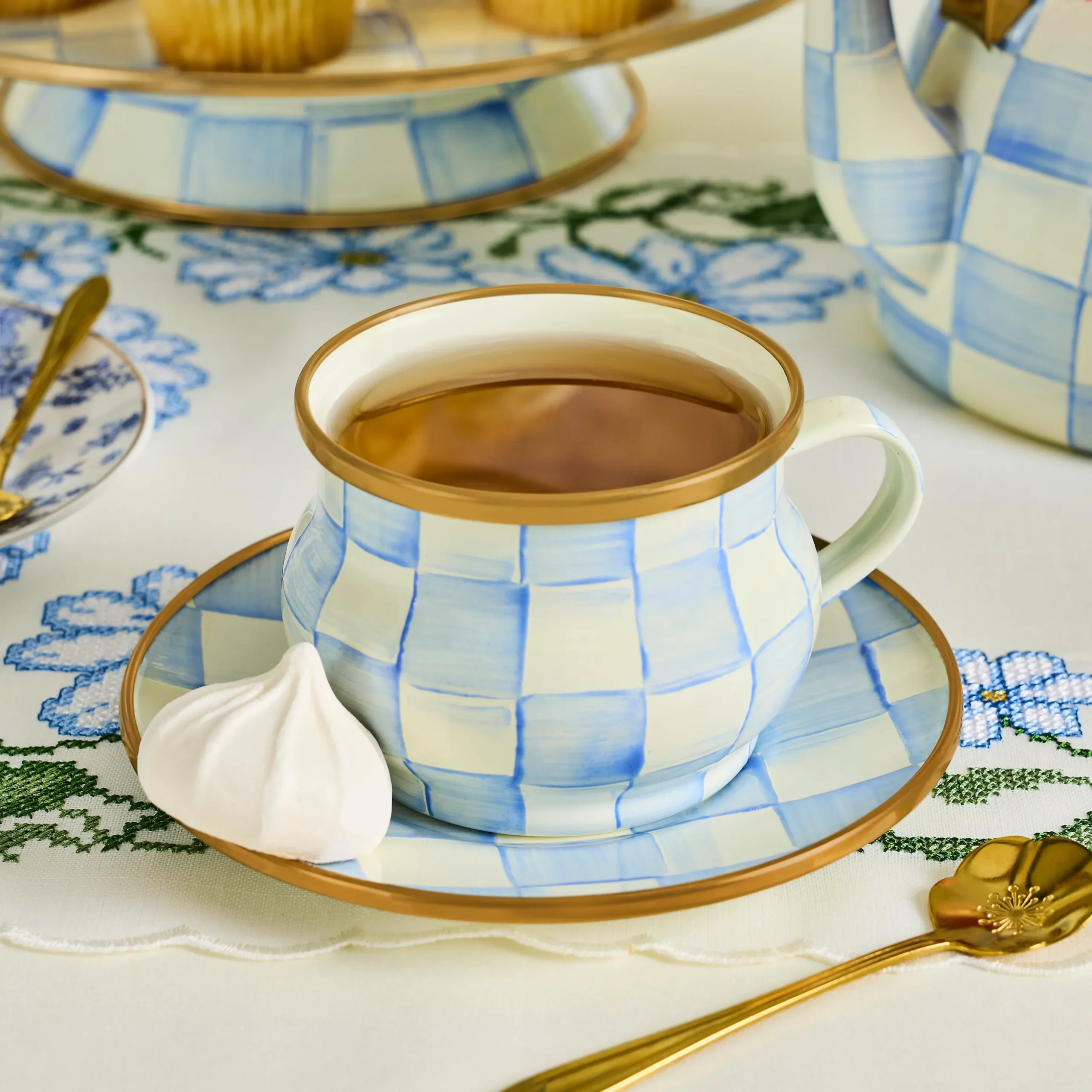 Sky Check Teacup