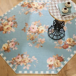 Slate Wild Rose 6' Octagon Washable Rug