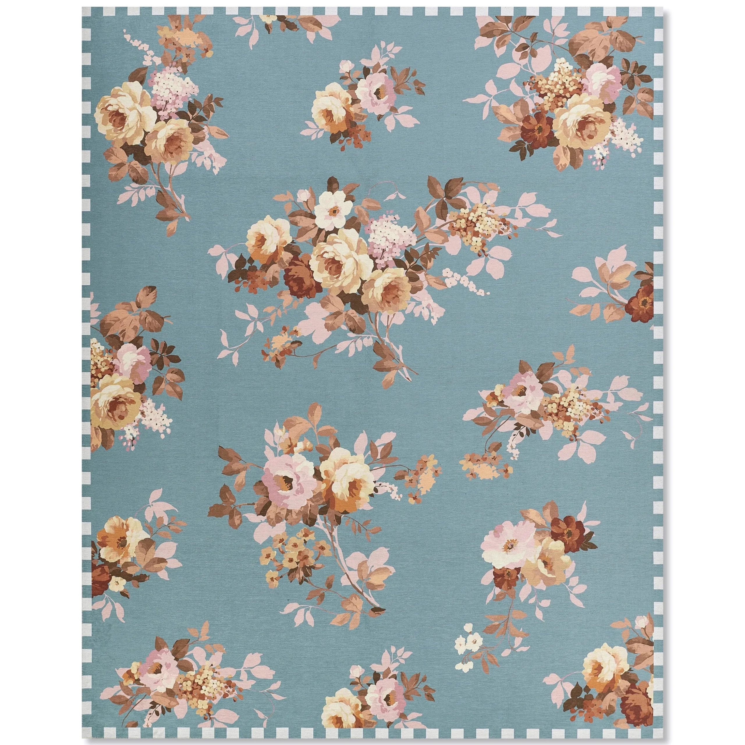 Slate Wild Rose 8' x 10' Washable Rug