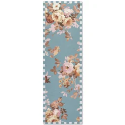 Slate Wild Rose 2'6" x 8' Washable Runner