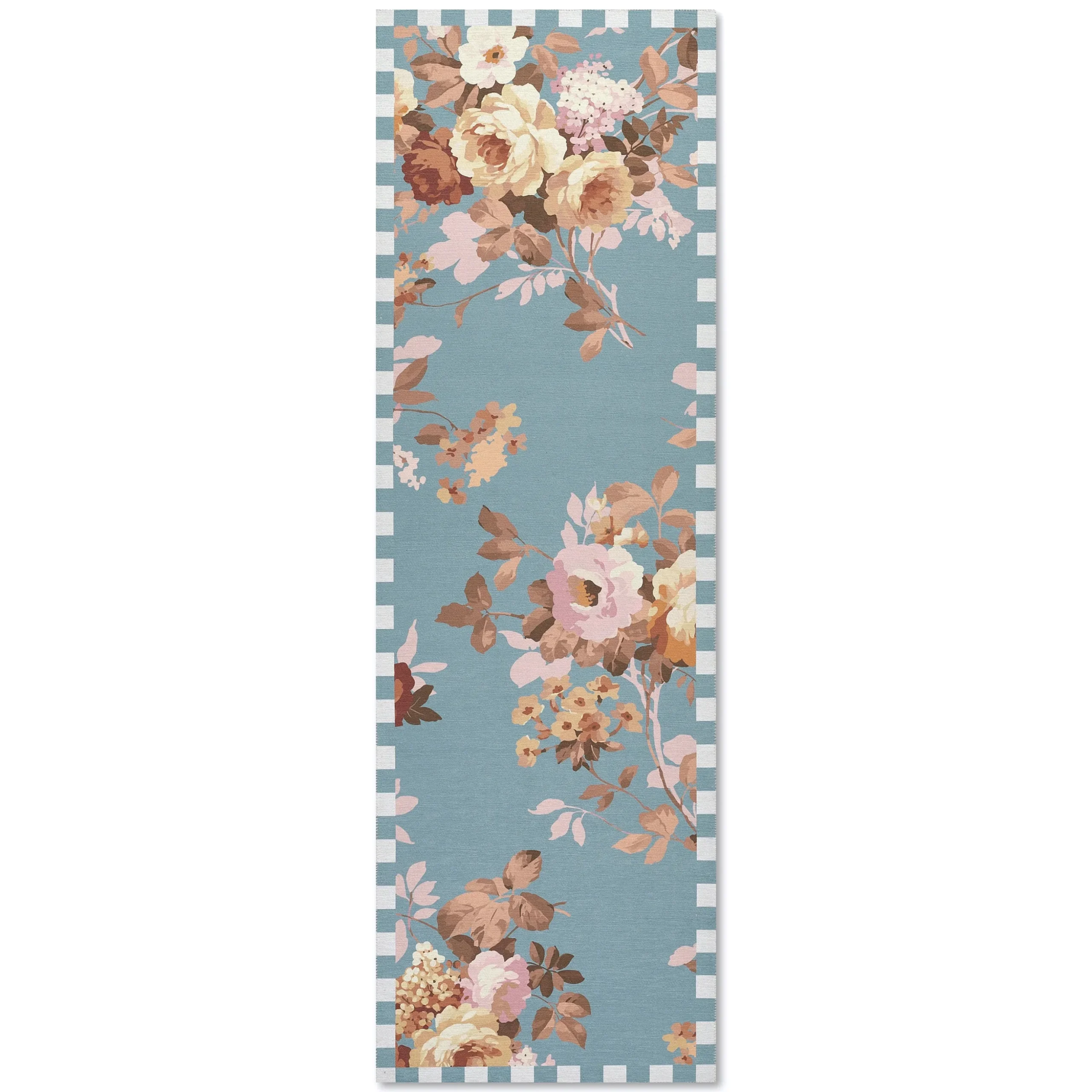 Slate Wild Rose 2'6" x 8' Washable Runner