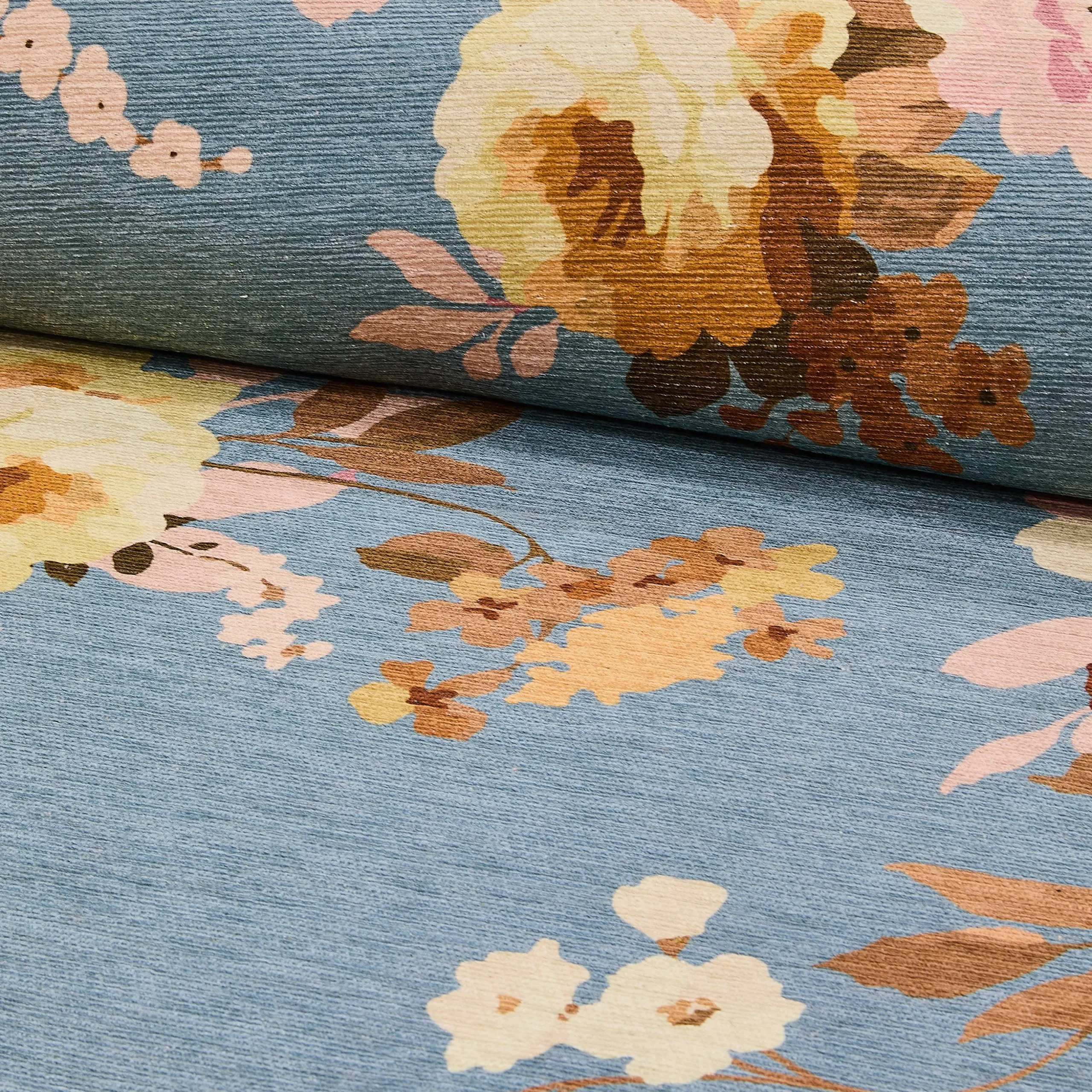 Slate Wild Rose 2'6" x 10' Washable Runner