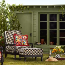 Spindle Check Outdoor Ottoman