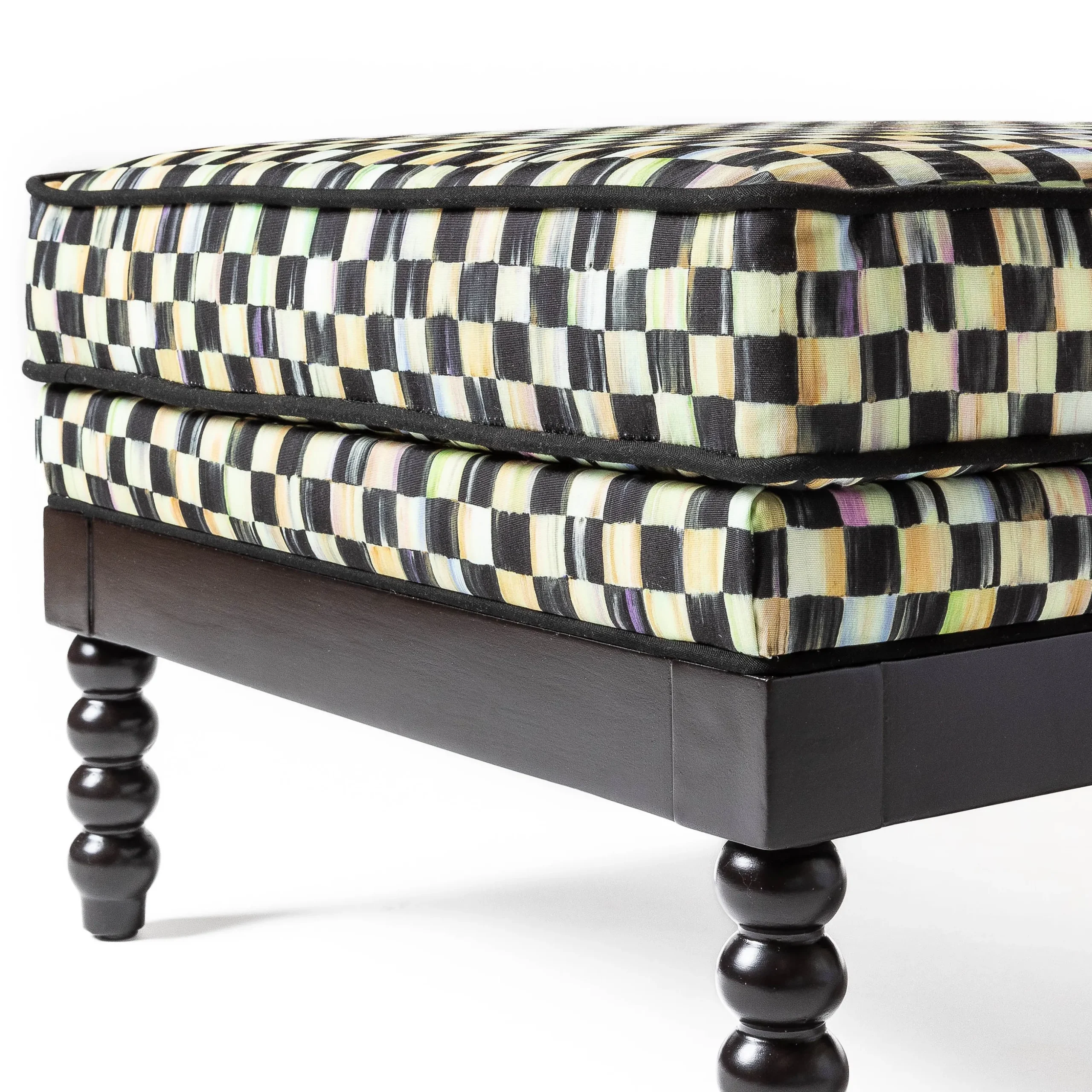 Spindle Check Outdoor Ottoman
