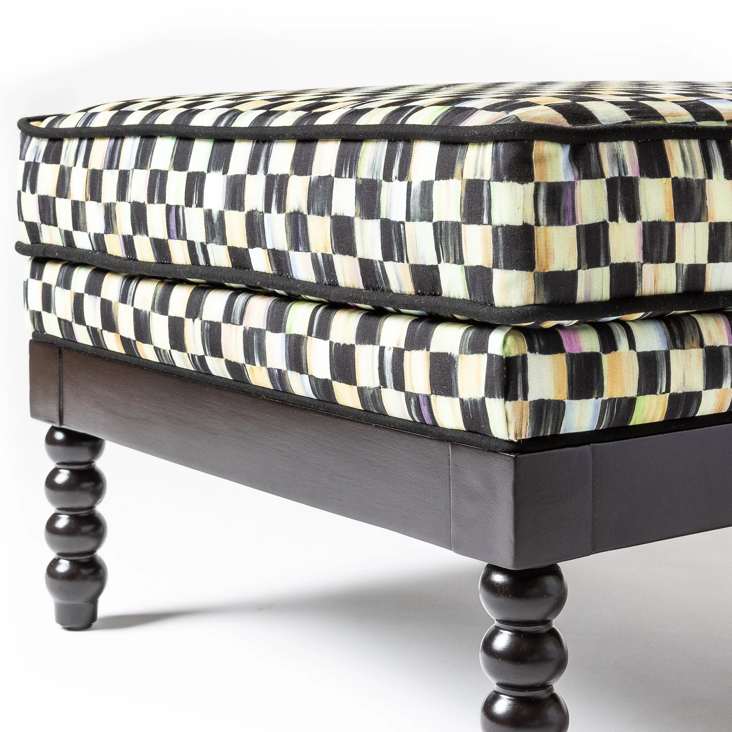 Spindle Check Outdoor Ottoman