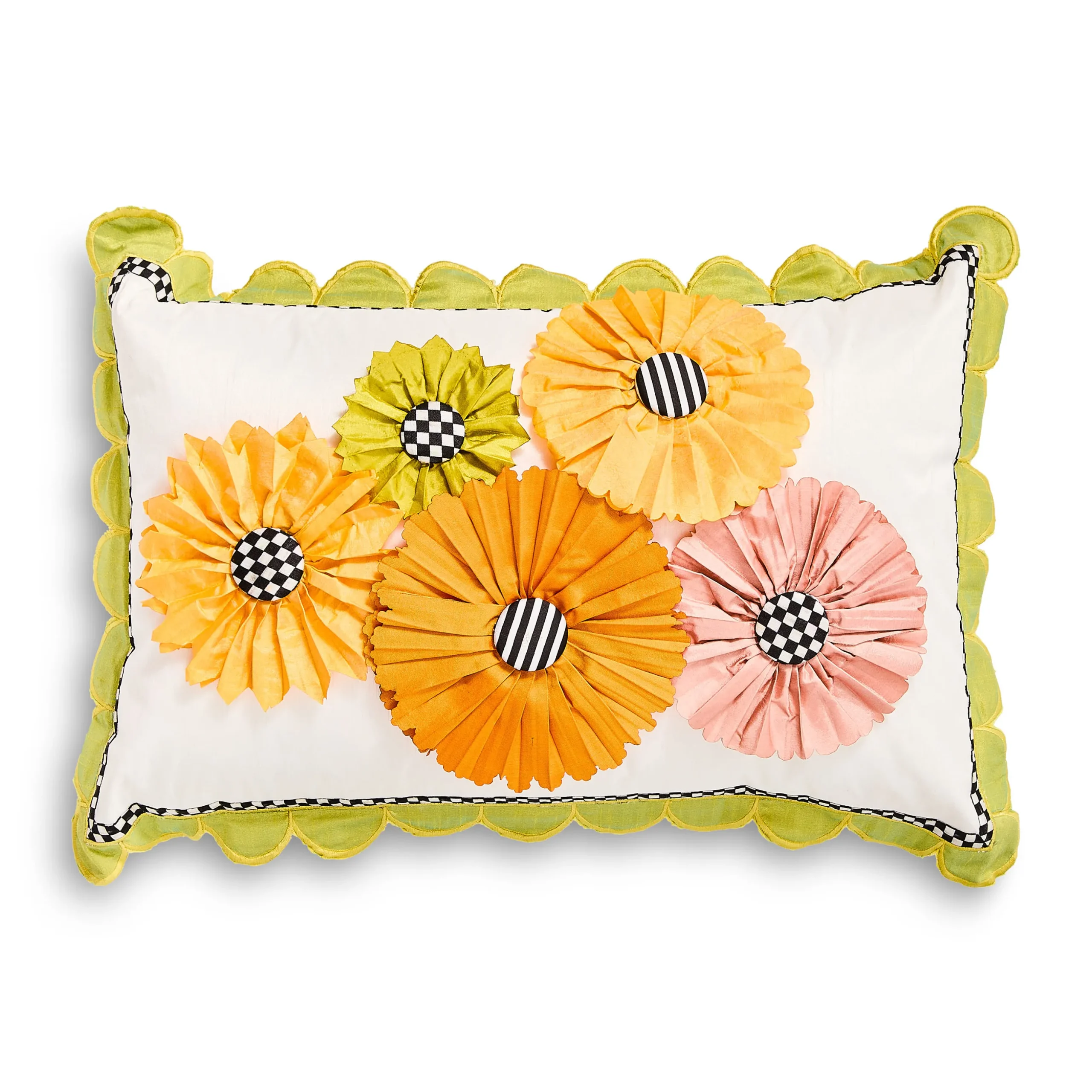 Spring Bouquet Scalloped Lumbar Pillow