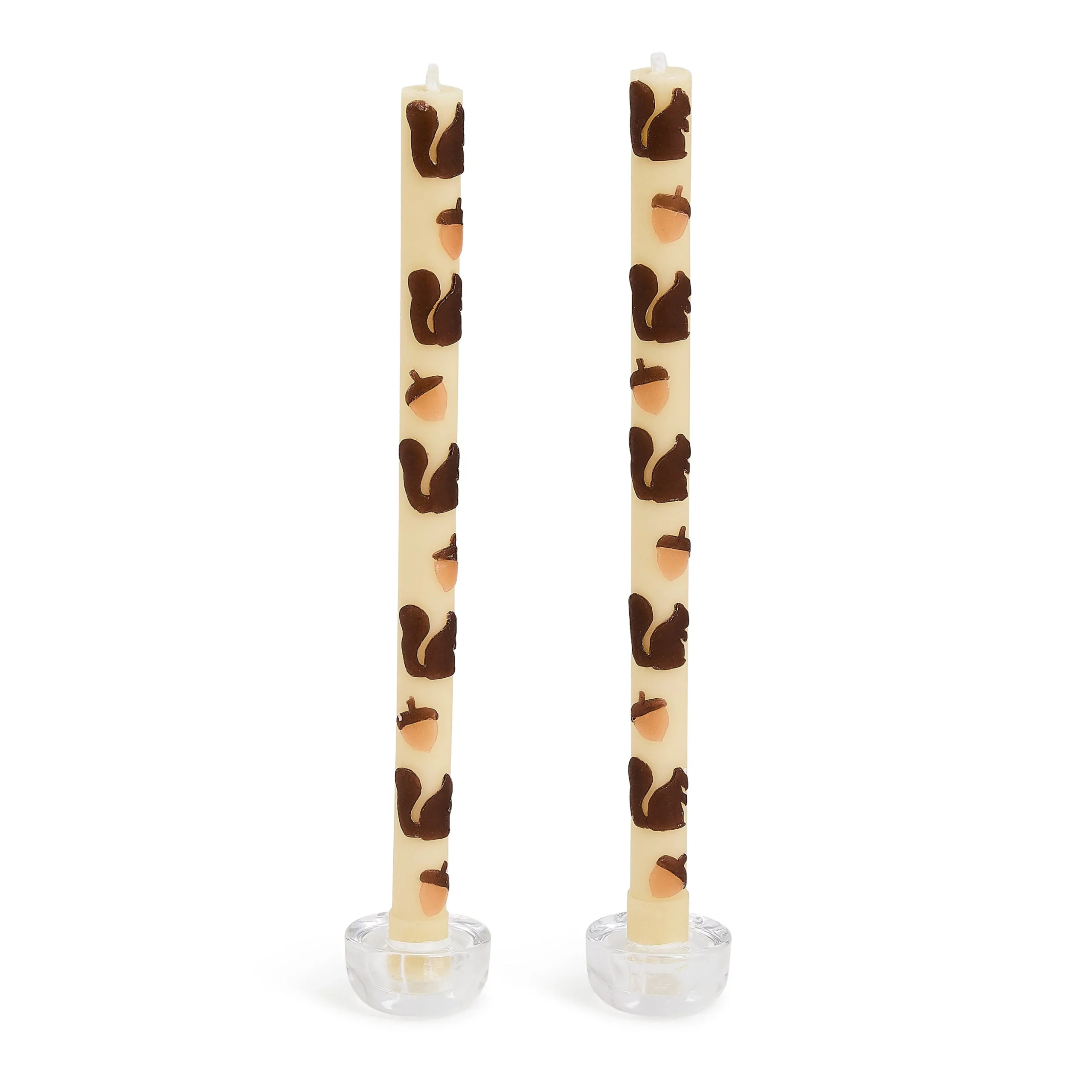 Squirrels & Acorns Dinner Candles, Set of 2