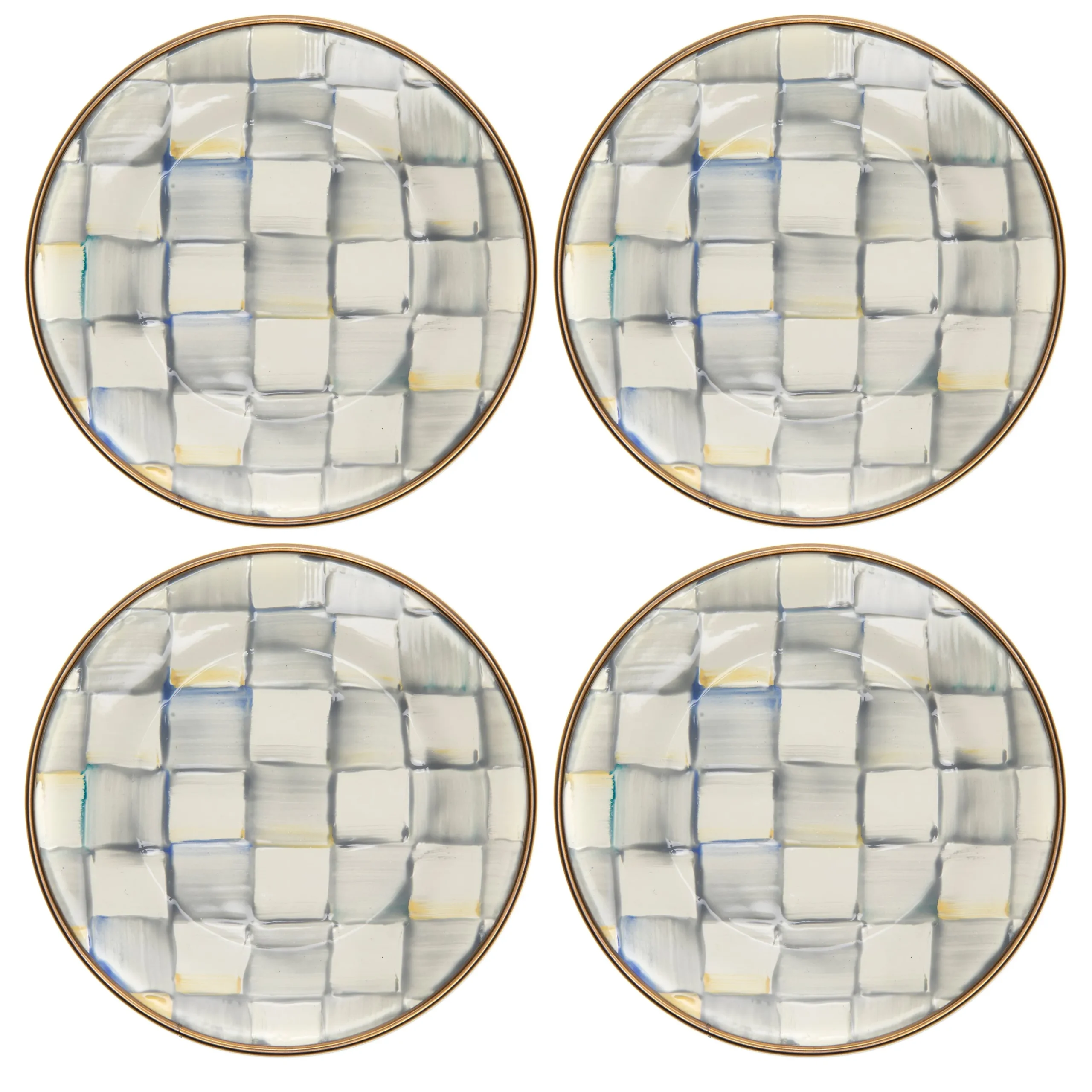 Sterling Check Appetizer Plates, Set of 4