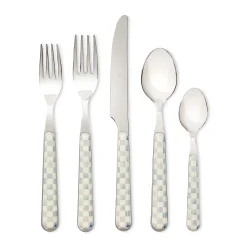 Sterling Check Bistro Flatware 5 Piece Place Setting