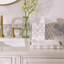 Sterling Check Capiz Boutique Tissue Box Cover