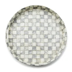 Sterling Check Capiz Round Tray