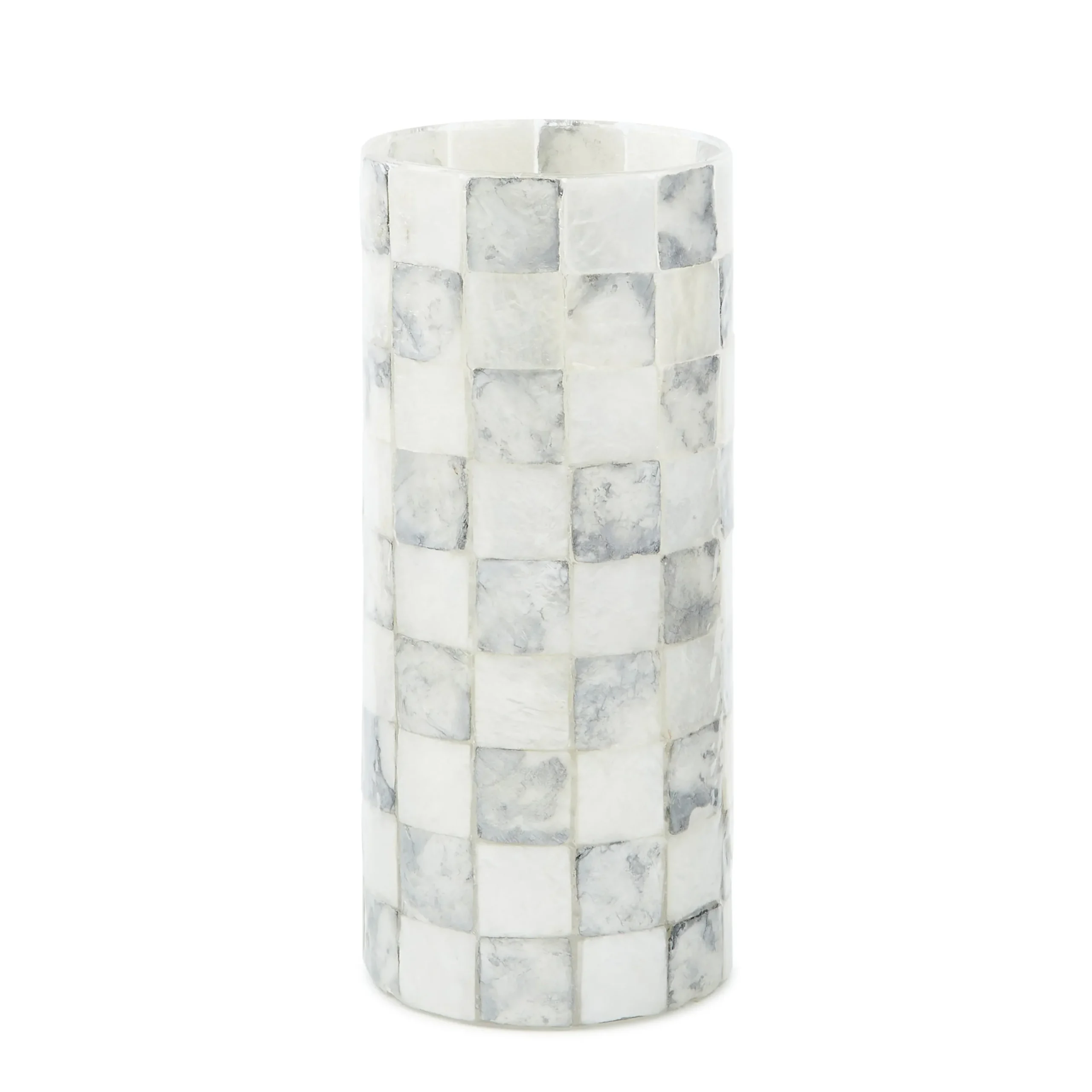 Sterling Check Capiz Small Vase