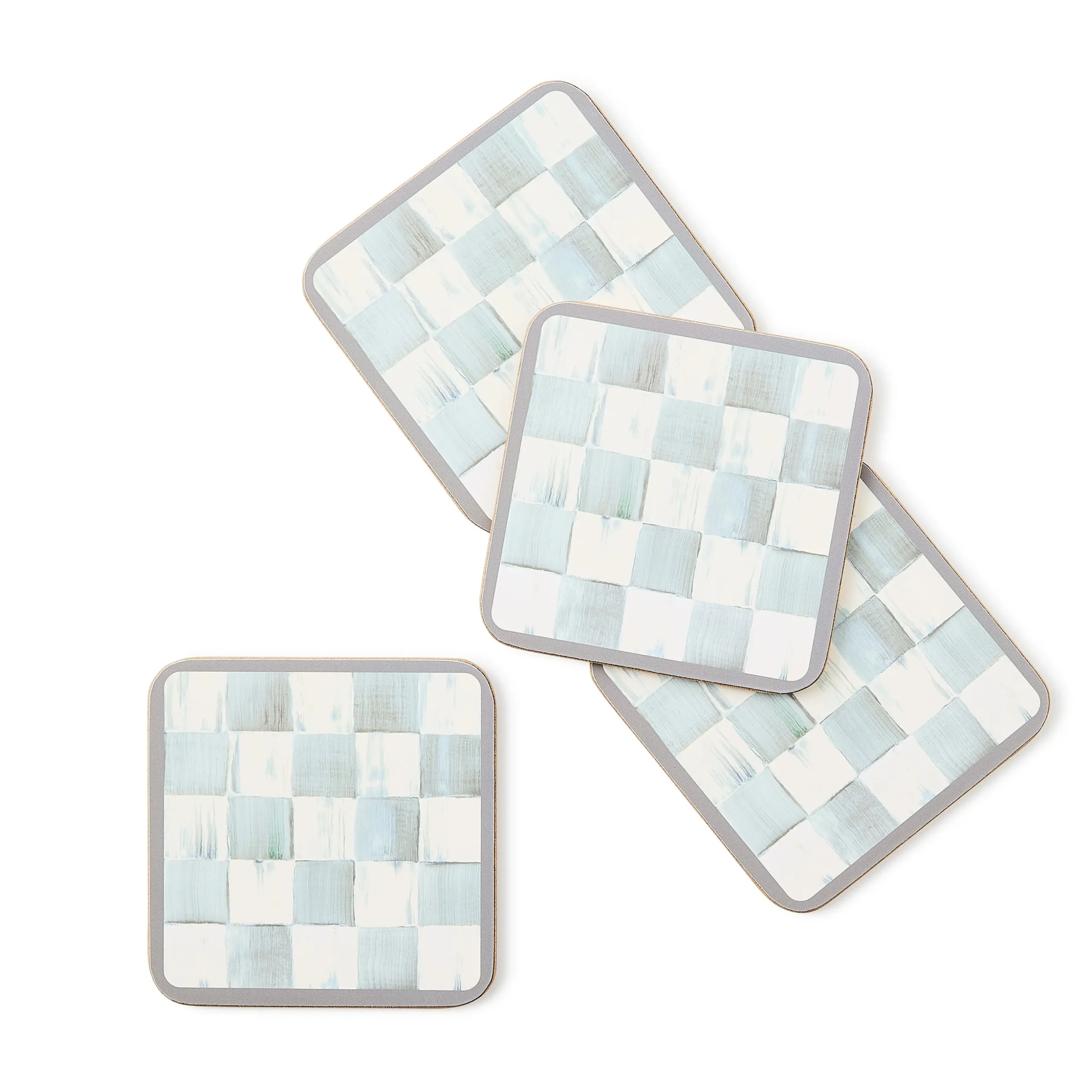 Sterling Check Cork Back Coasters, Set of 4