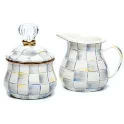 Sterling Check Creamer & Sugar Bowl Set