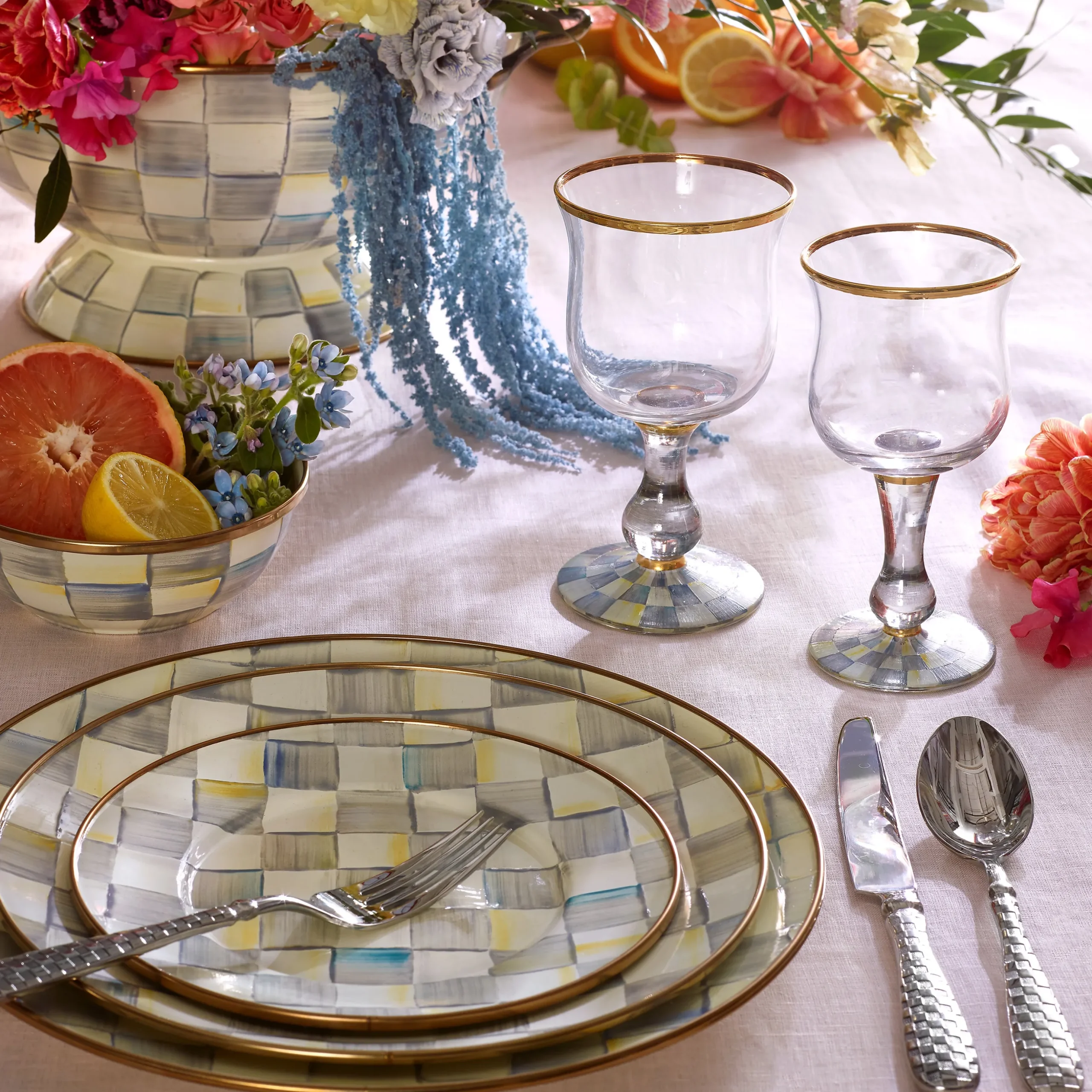 Sterling Check Dinner Plate