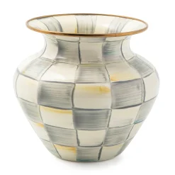 Sterling Check Enamel Large Vase