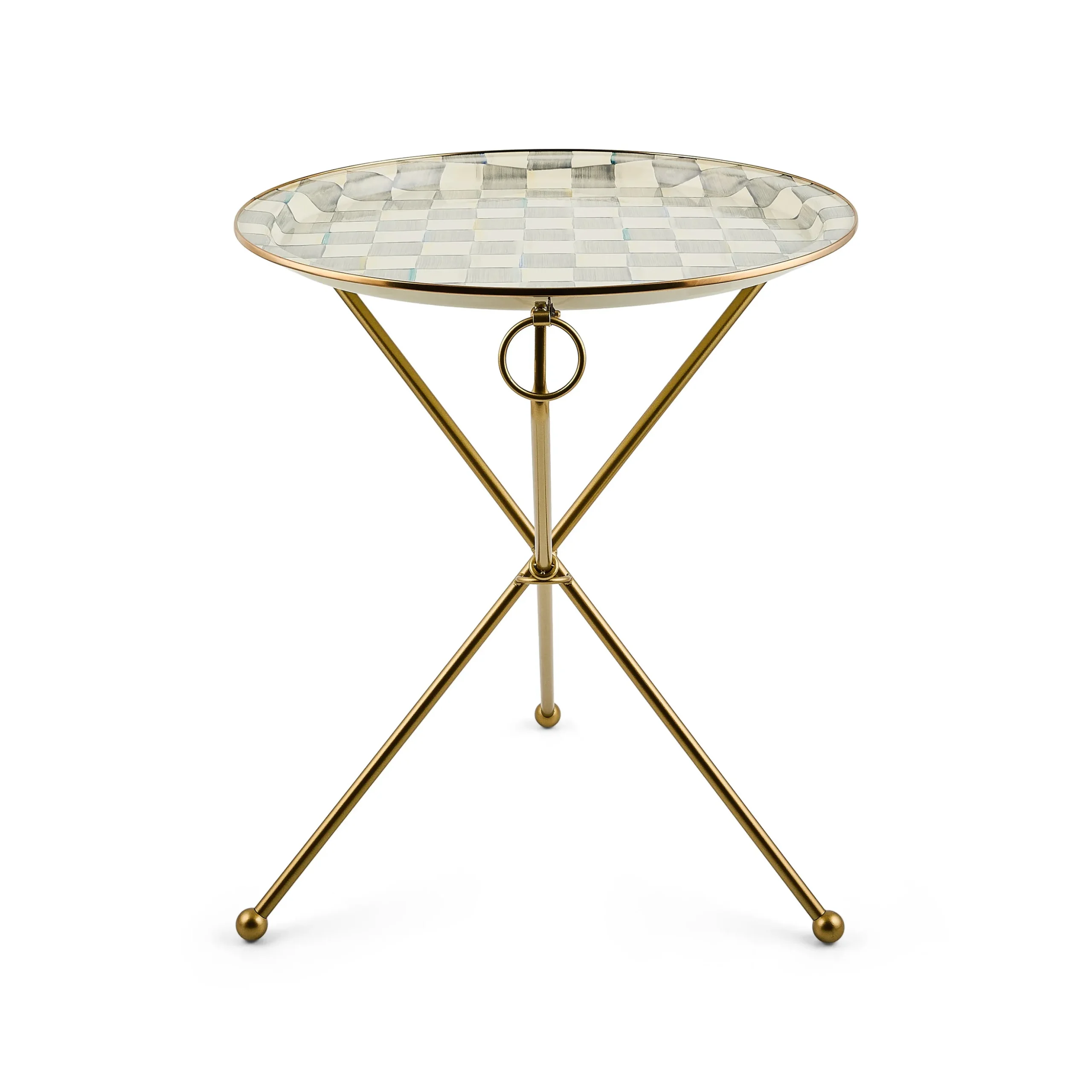 Sterling Check Enamel Tilt Accent Table