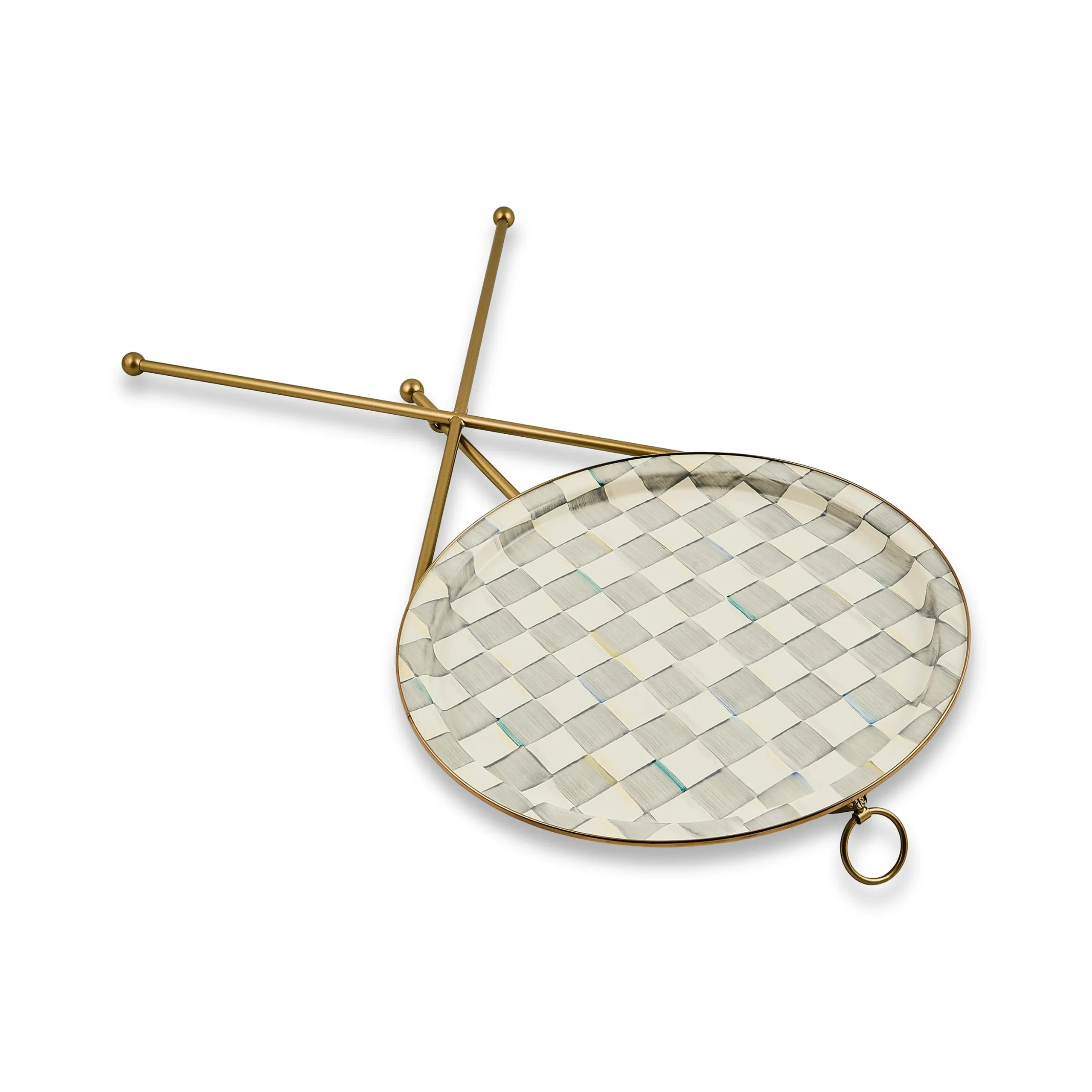 Sterling Check Enamel Tilt Accent Table