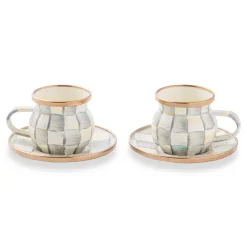Sterling Check Espresso Cup & Saucer Set