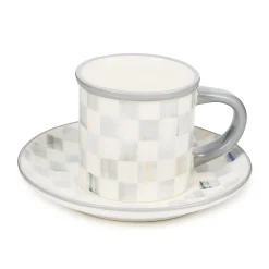 Sterling Check Espresso Cup & Saucer, Set of 2