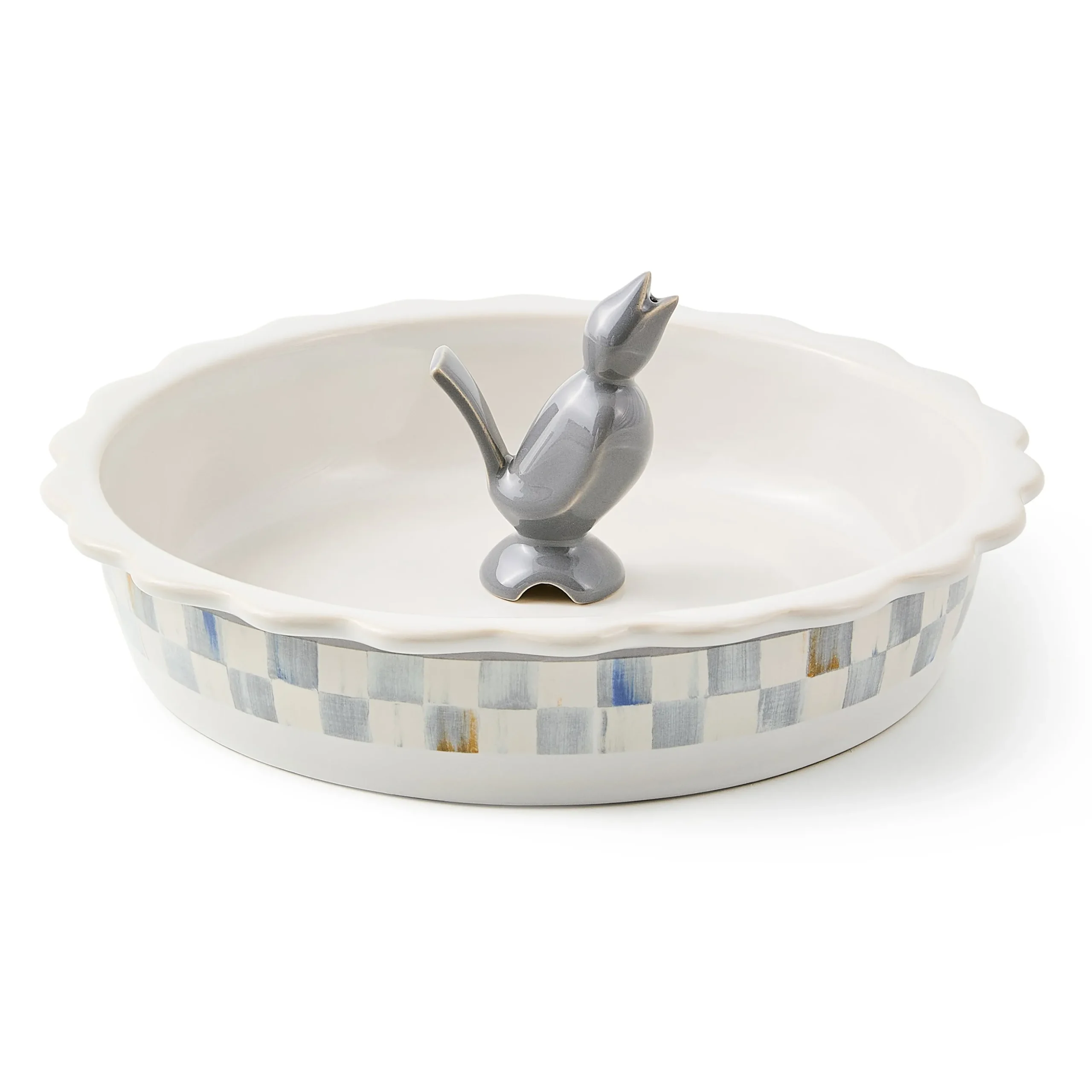Sterling Check Everyday Pie Plate with Pie Bird