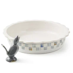 Sterling Check Everyday Pie Plate with Pie Bird