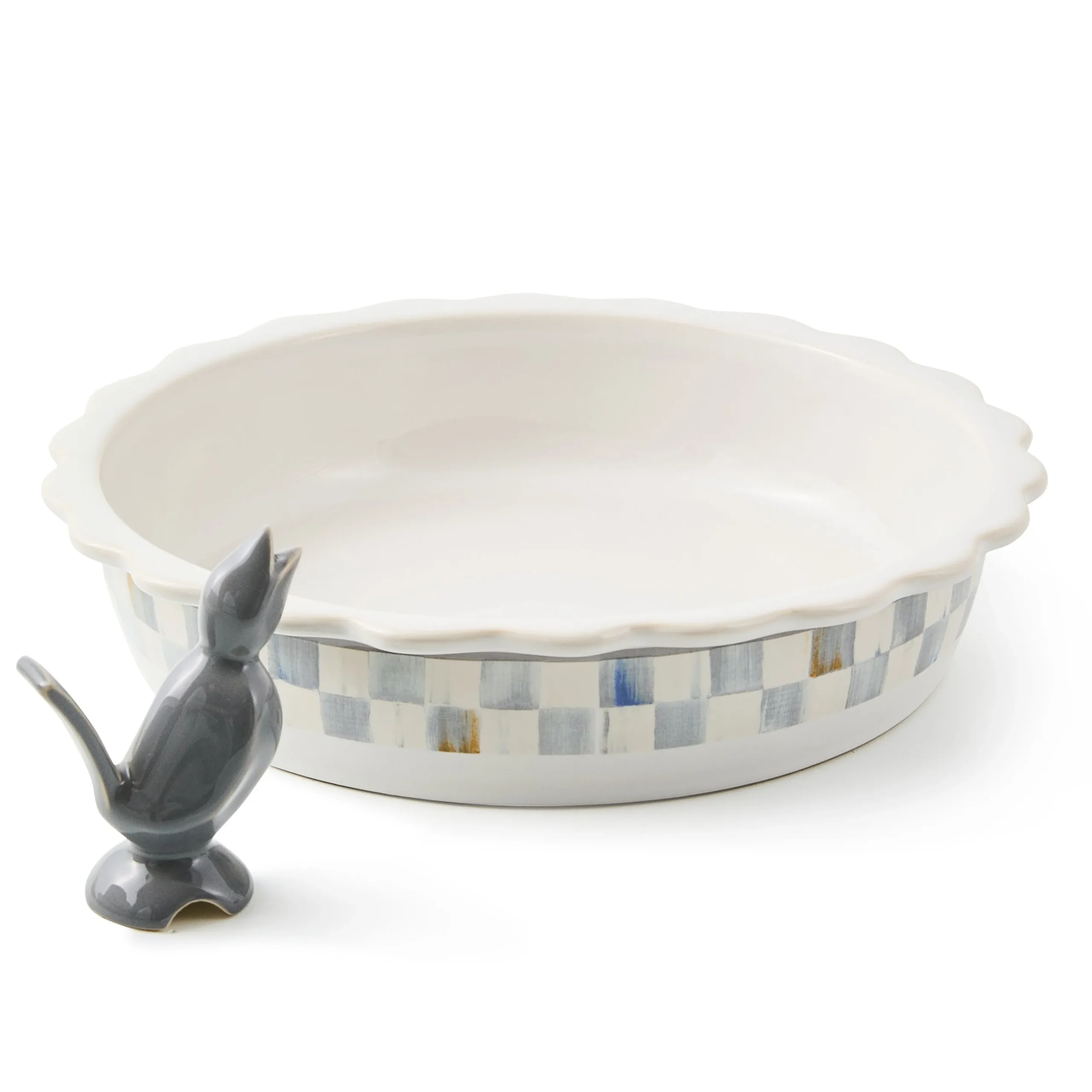 Sterling Check Everyday Pie Plate with Pie Bird