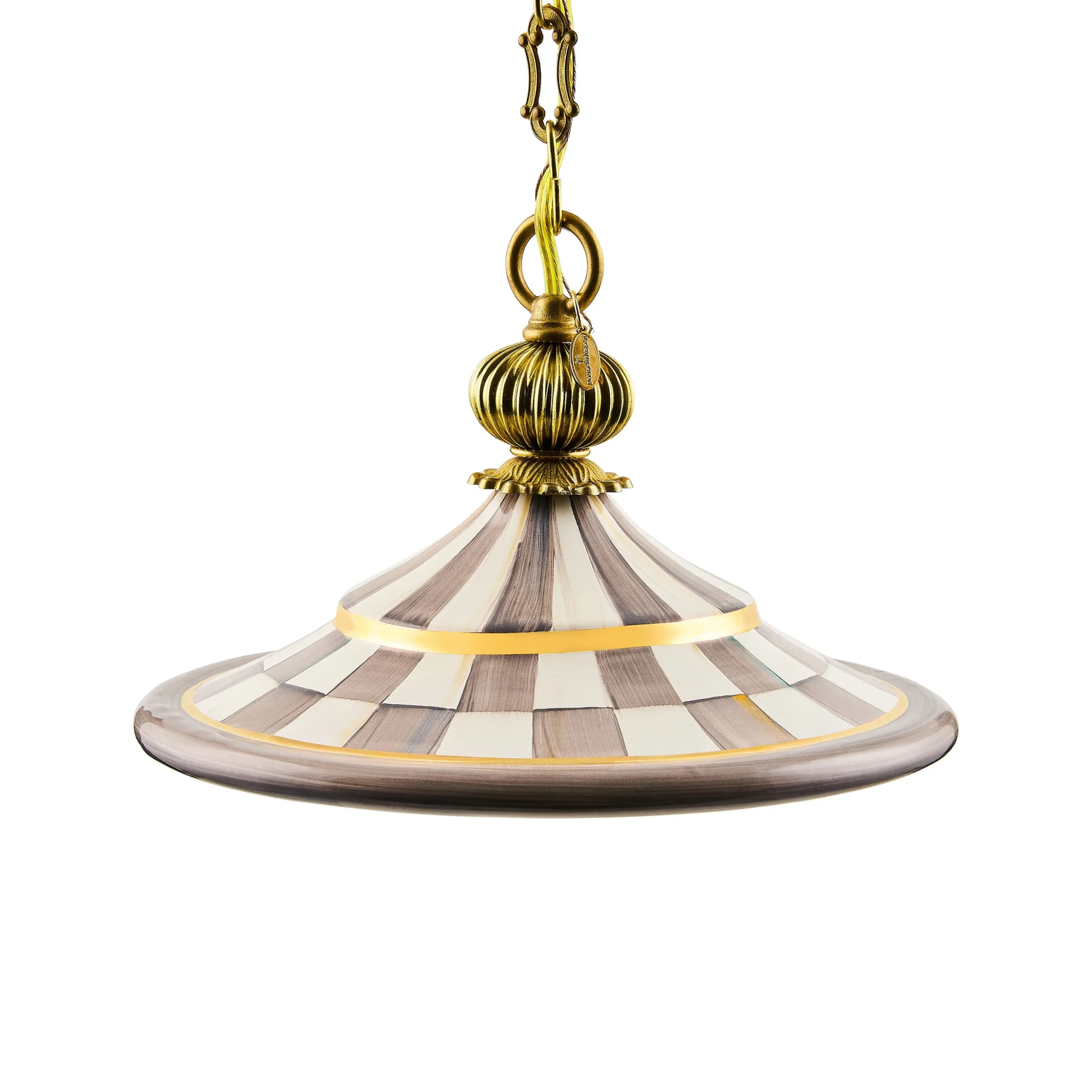Sterling Check Flared Ceramic Pendant Lamp