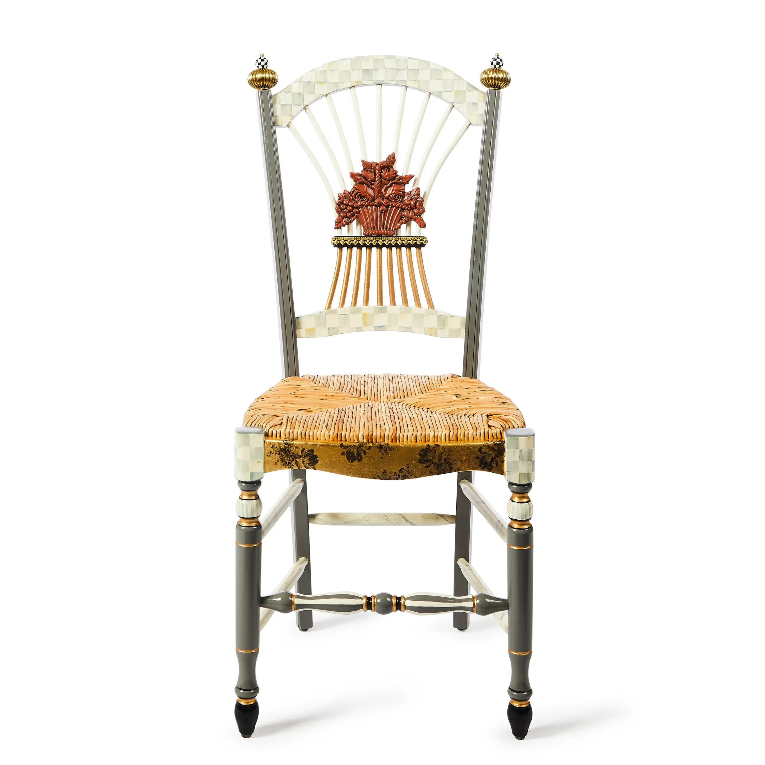 Sterling Check Flower Basket Side Chair