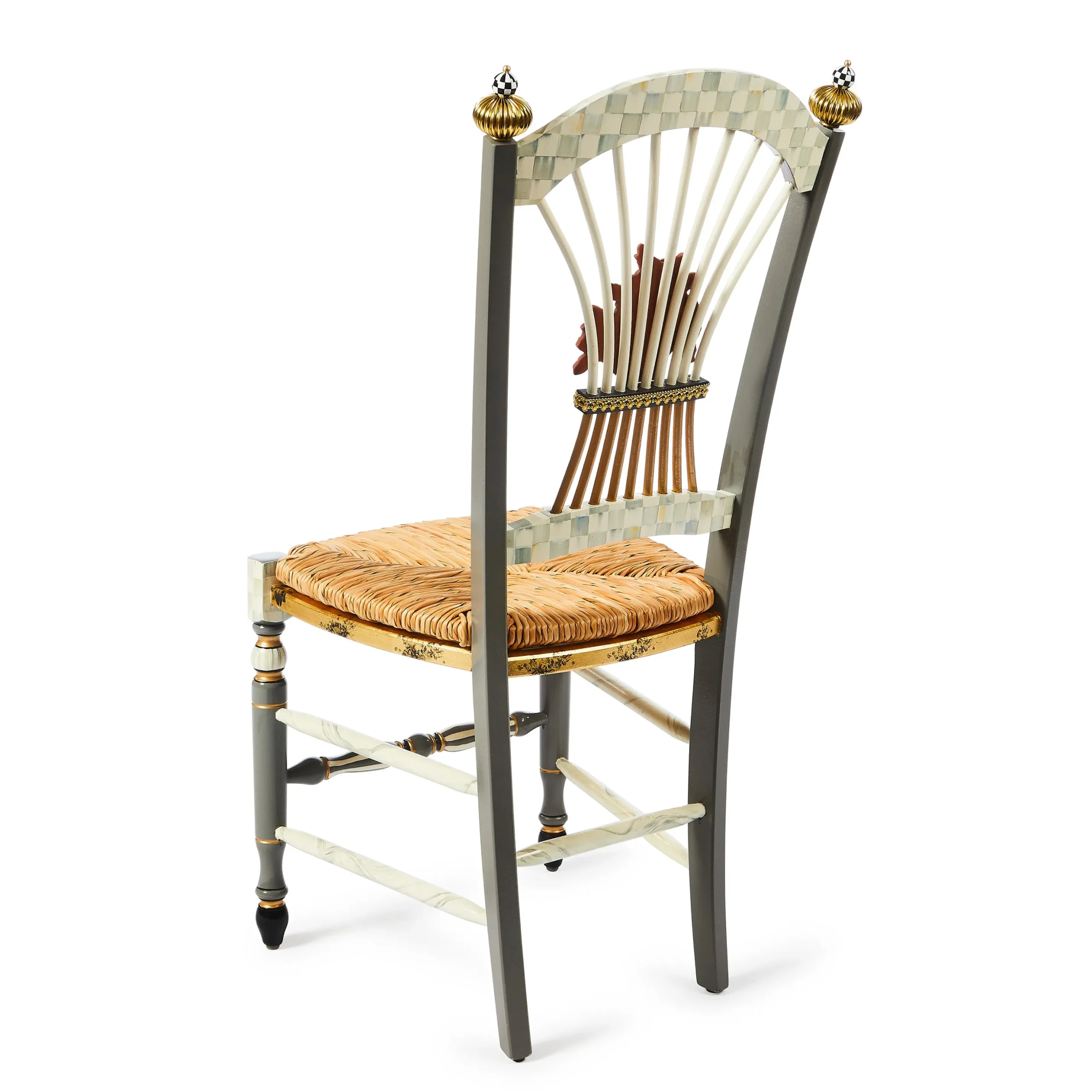 Sterling Check Flower Basket Side Chair