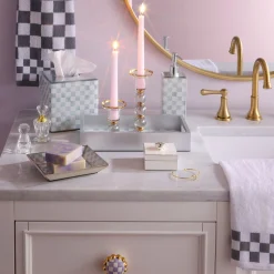 Sterling Check Glass Vanity Tray
