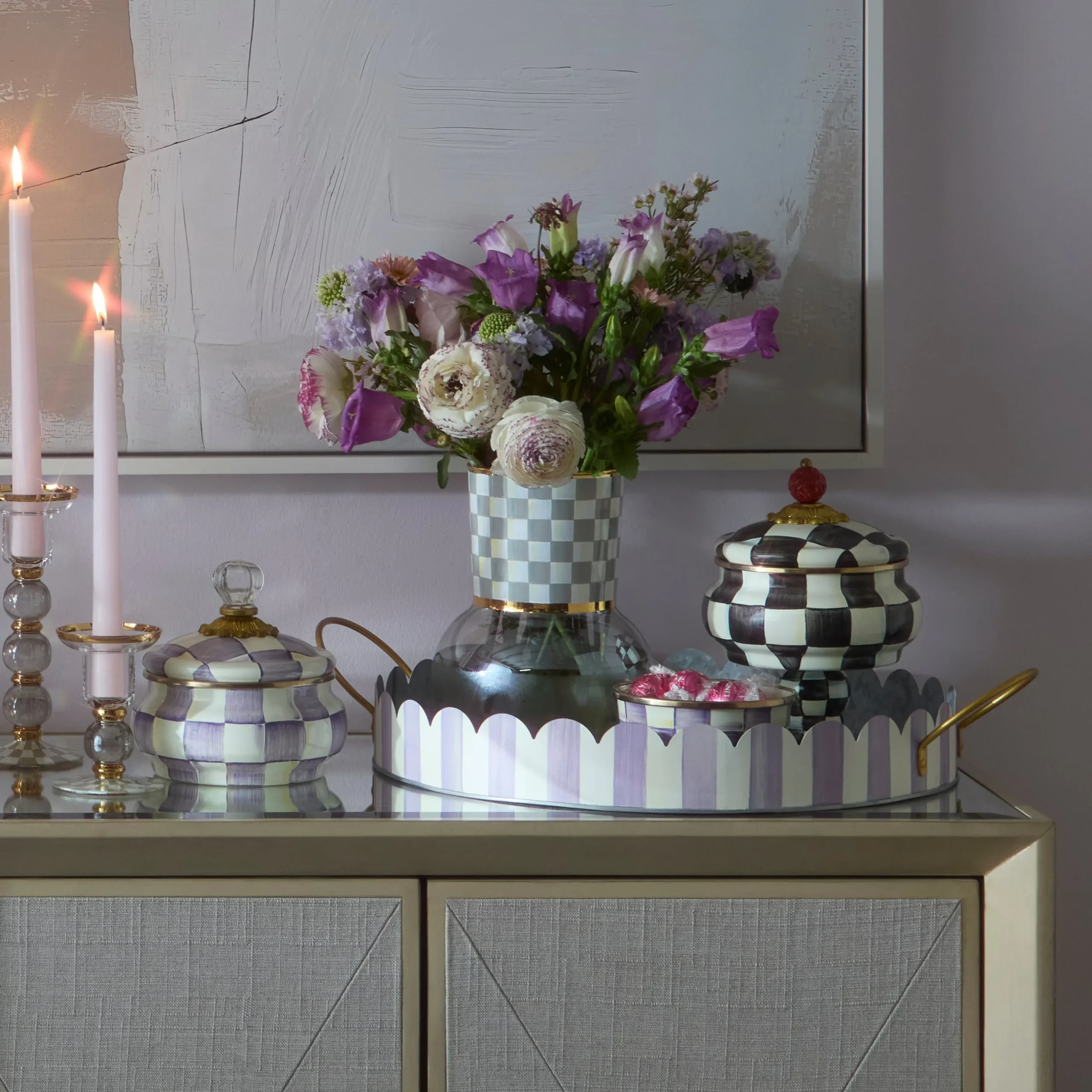 Sterling Check Glass Vase