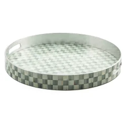 Sterling Check Lacquer Round Tray