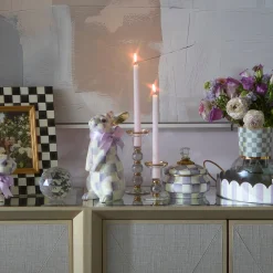 Sterling Check Large Glass Candlestick