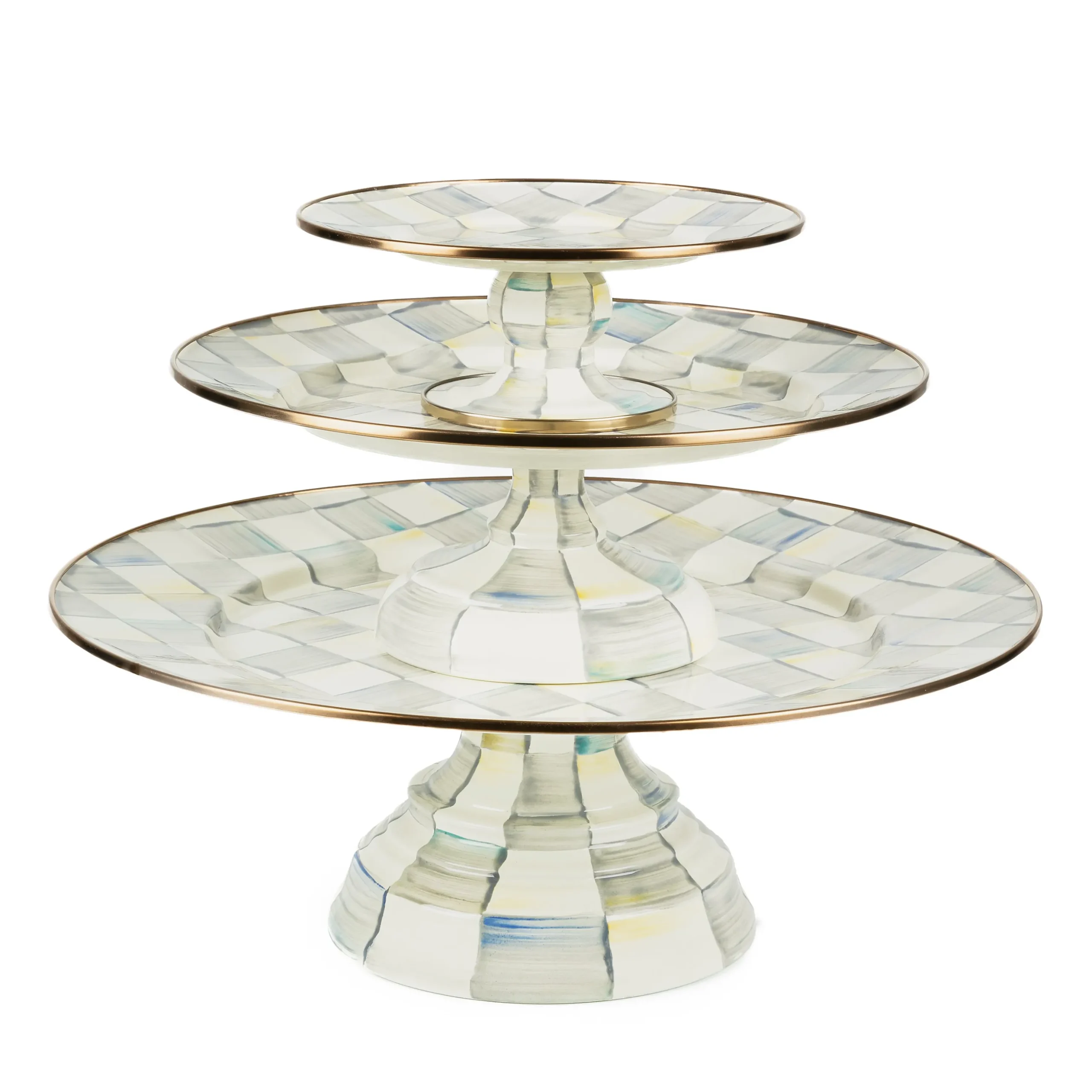 Sterling Check Large Pedestal Platter