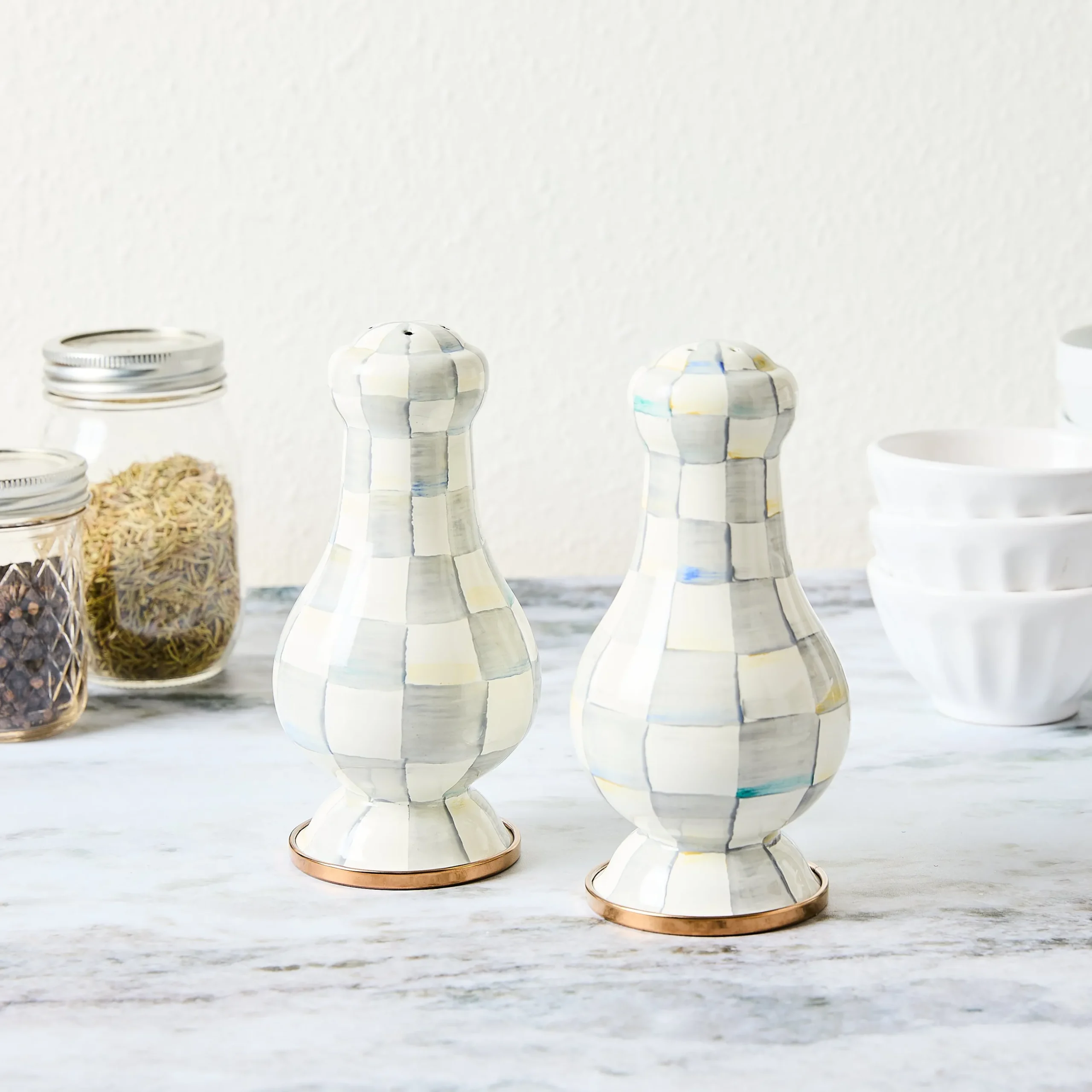 Sterling Check Large Salt & Pepper Shakers
