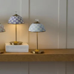 Sterling Check LED Rechargeable Dome Table Lamp