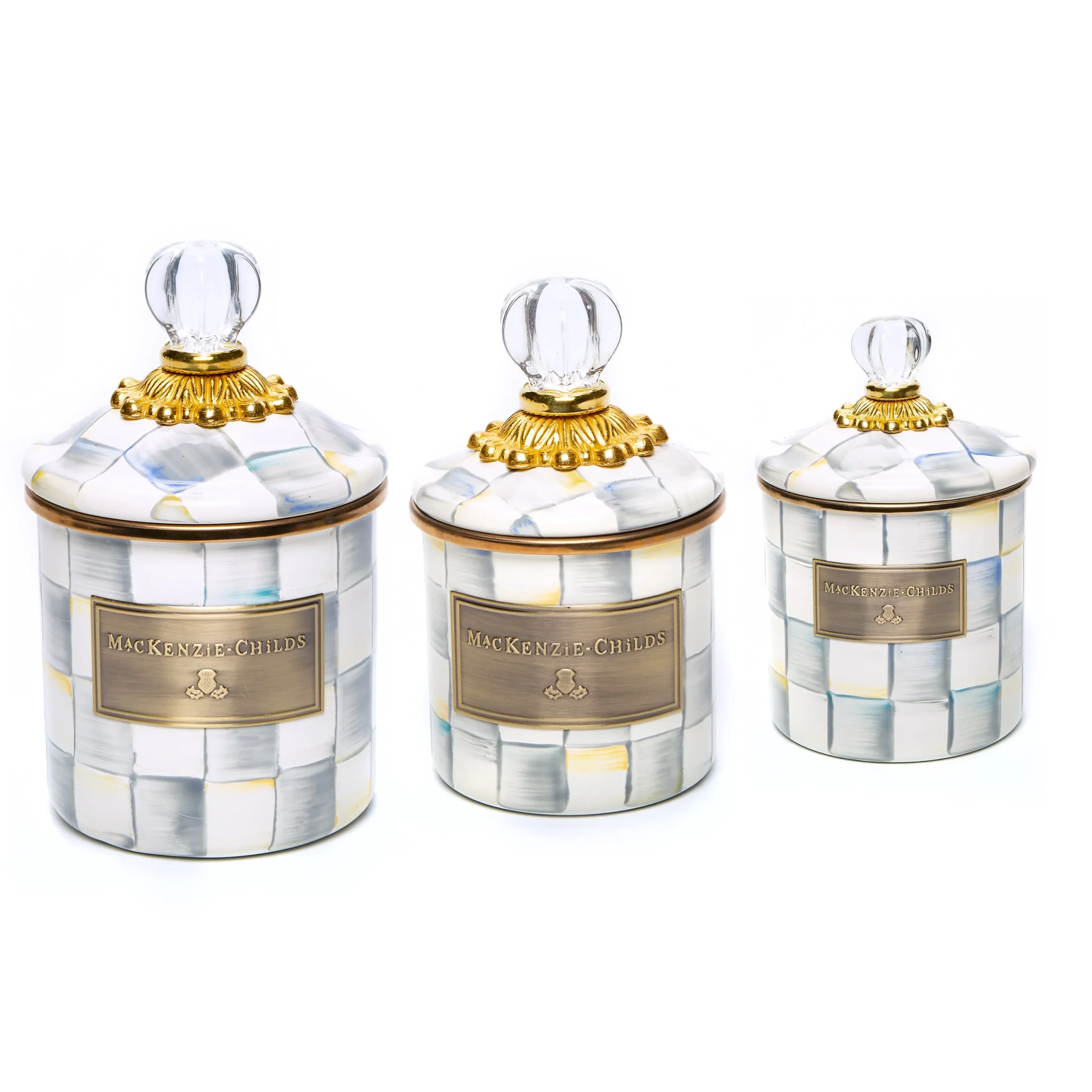 Sterling Check Little Canisters, Set of 3