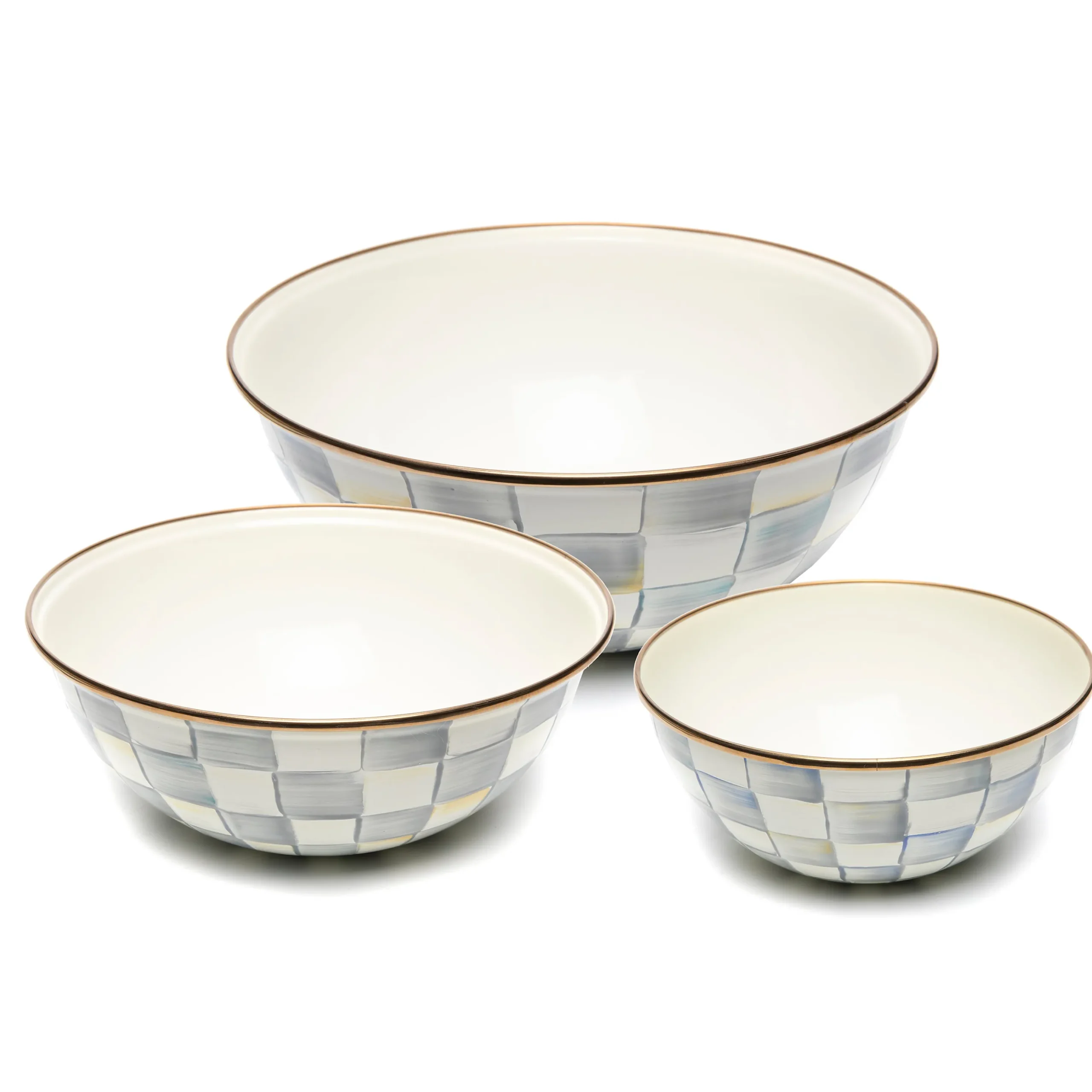 Sterling Check Mixing Bowls, Set of 3
