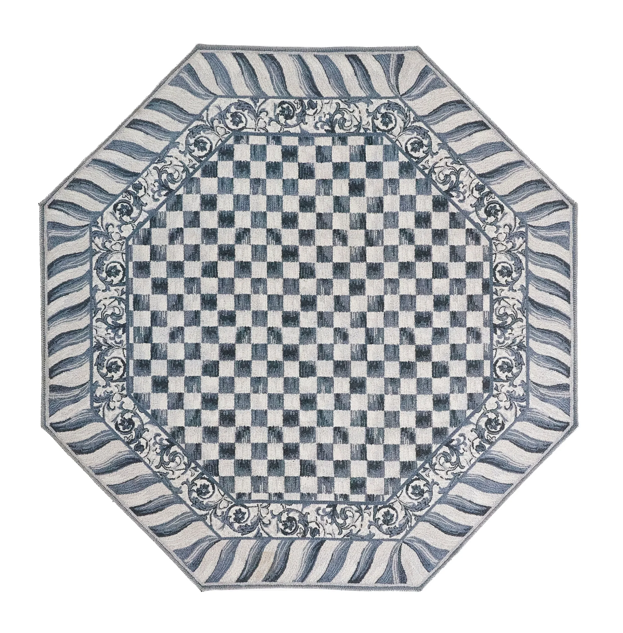 Sterling Check 6' Octagon Washable Rug