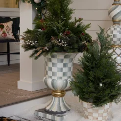 Sterling Check Pedestal Urn
