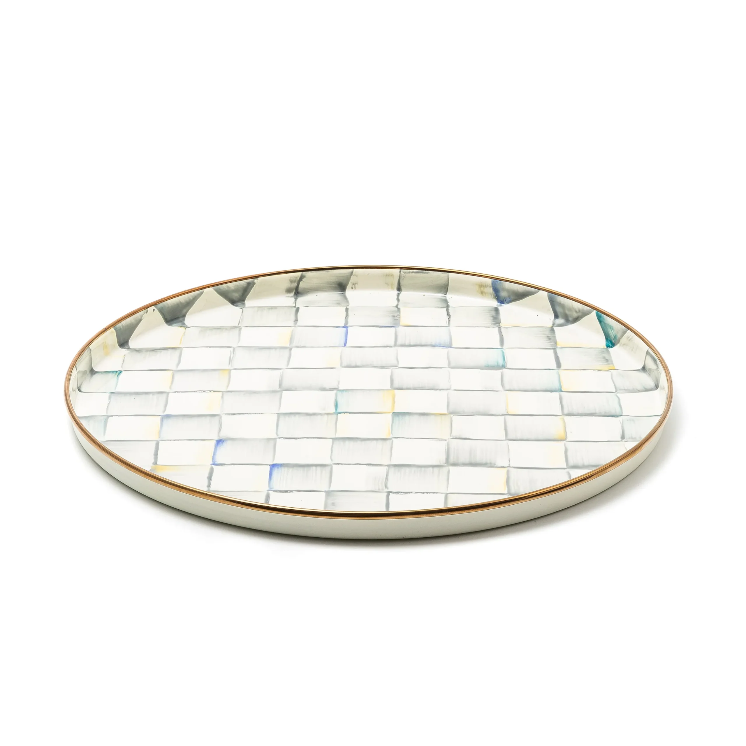 Sterling Check Round Tray