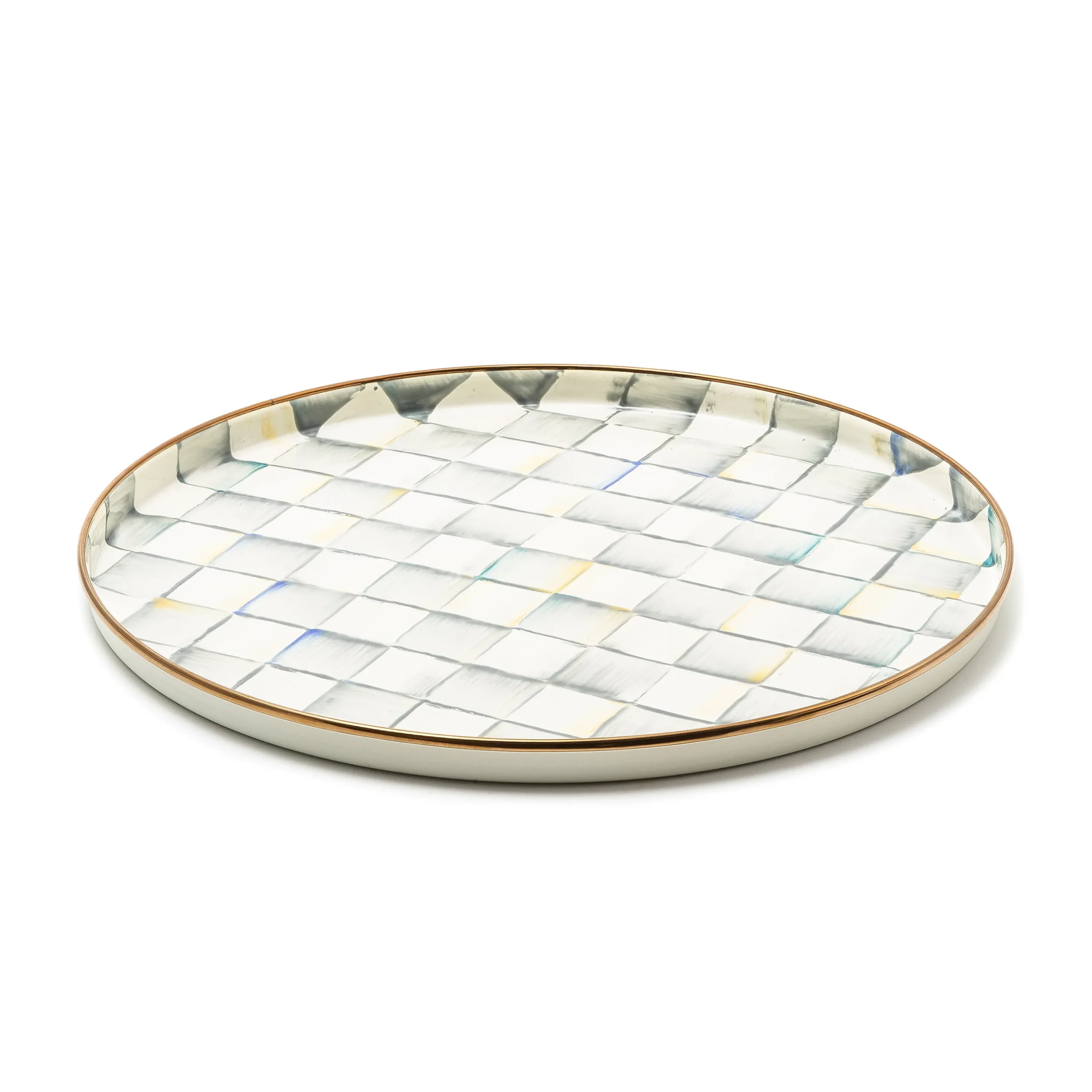 Sterling Check Round Tray