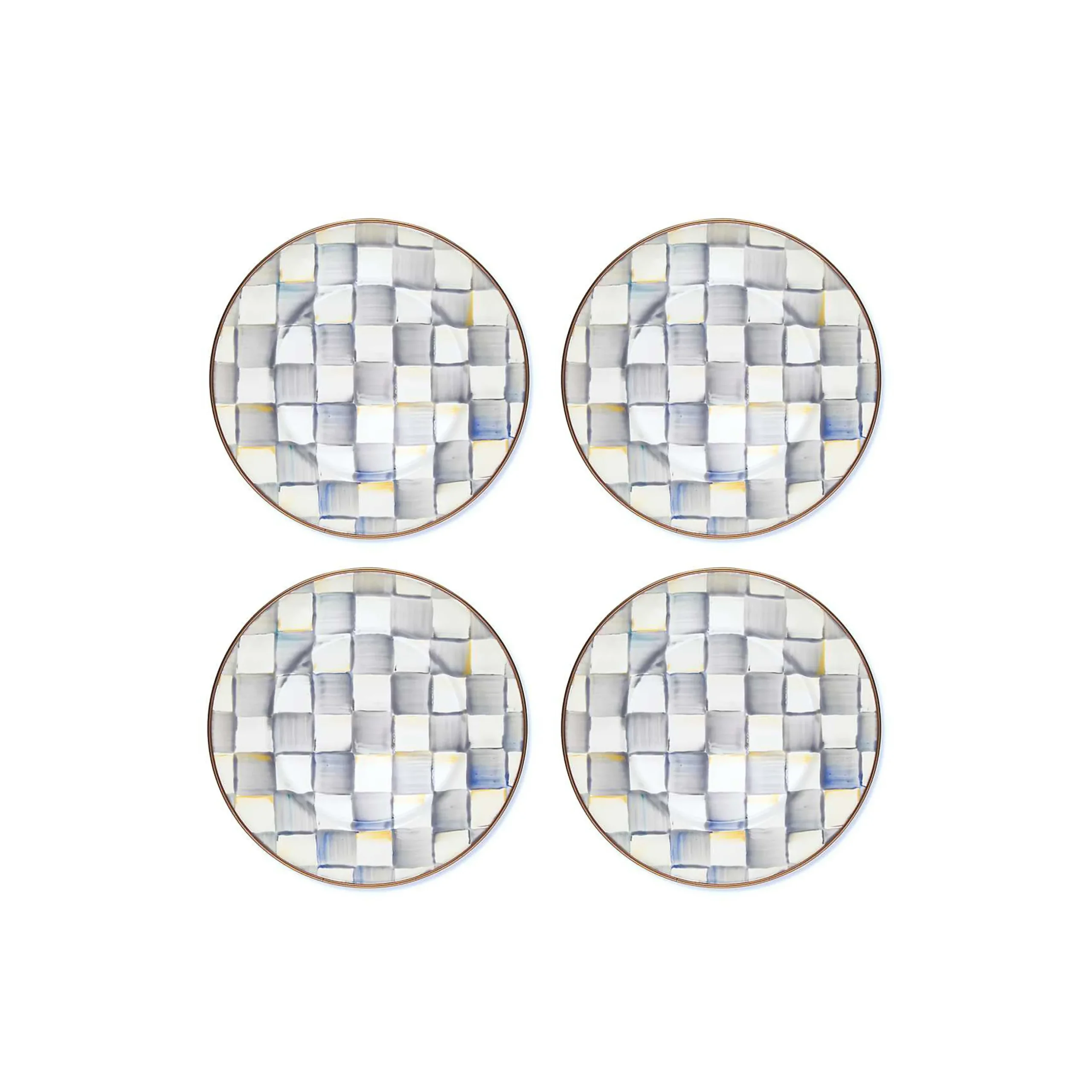 Sterling Check Salad Plates, Set of 4