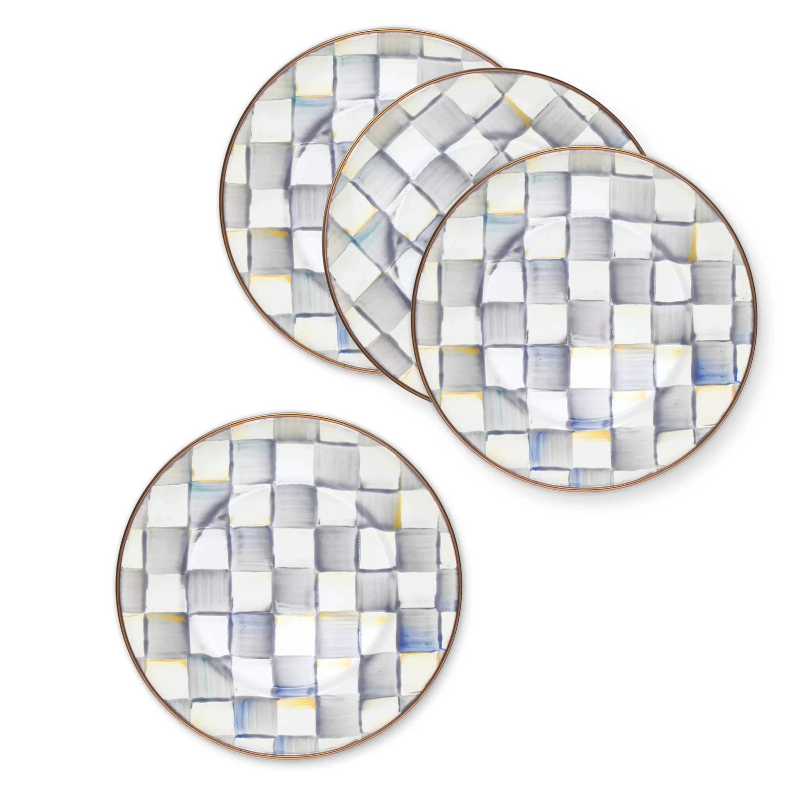 Sterling Check Salad Plates, Set of 4