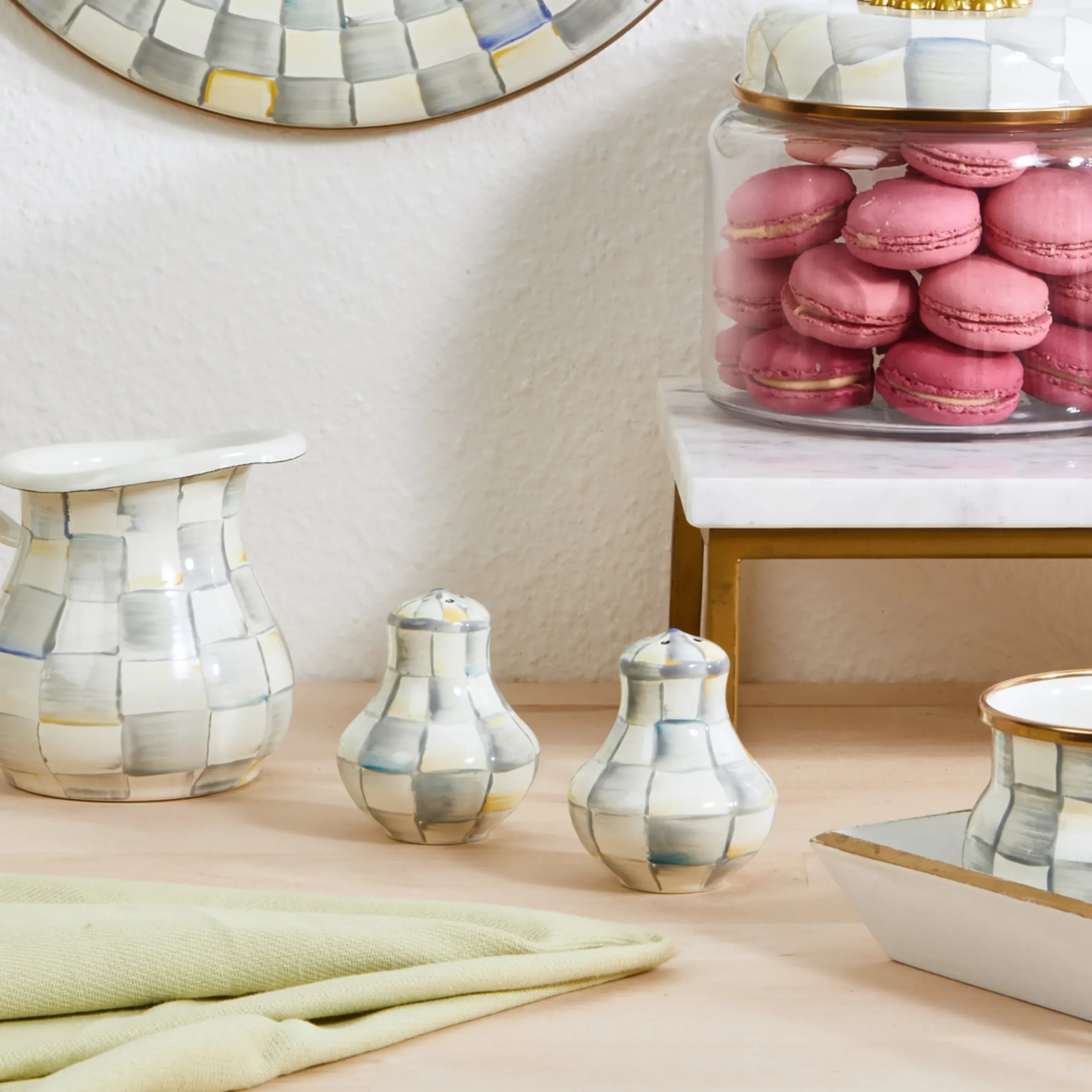 Sterling Check Salt & Pepper Shakers