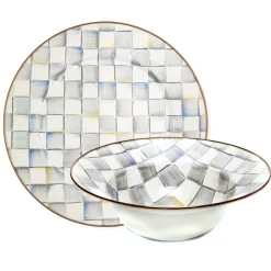 Sterling Check Serving Platter & Bowl Set