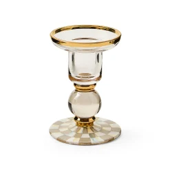 Sterling Check Small Glass Candlestick